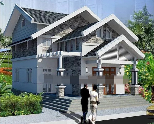 Nhà có diện tích xây dựng 90m2 mái lợp ngói giật cấp, 2 phòng ngủ thoáng mát. Ảnh: Thietkenhadepmoi.