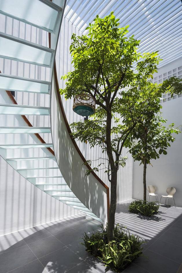 Khu vườn tạo những khoảng thở dễ chịu và bình yên. Ảnh: Archdaily.