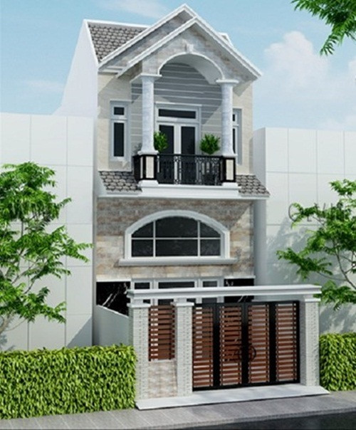 Nhà 2 tầng mái thái gồm 1 trệt, 1 lửng và 1 lầu đẳng cấp so với các mẫu nhà ống mái ngói thông thường. Ảnh: Thietkenhadepmoi.