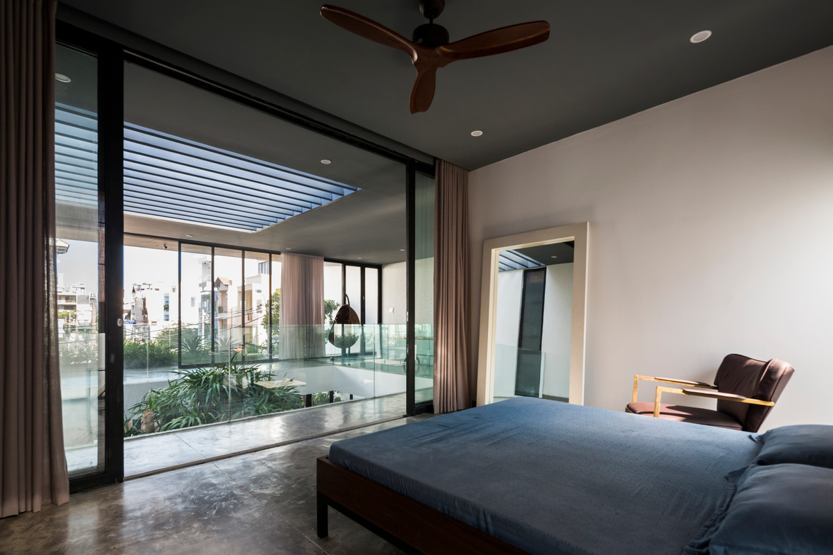Phòng ngủ thiết kế mở, lấy ánh sáng và gió trời tối đa.