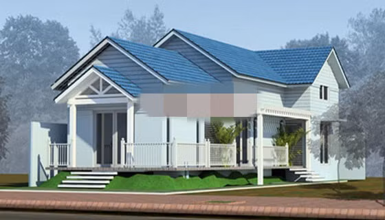 Biệt thự 1 tầng nằm trên mảnh đất cao ráo, thoáng mát nổi bật bởi sự vững vàng và sang trọng. Ảnh: Angcovat.