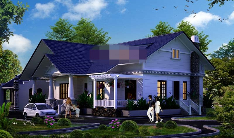 Kiến trúc ngoại thất đẹp kiểu đồng quê châu Âu mang tới sự yên bình. Ảnh: Angcovat.