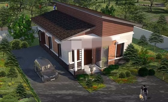 Phong cách kiến trúc hiện đại với khối hình đơn giản trong từng chi tiết là điểm nhấn của ngôi nhà cấp 4. Ảnh: Angcovat.