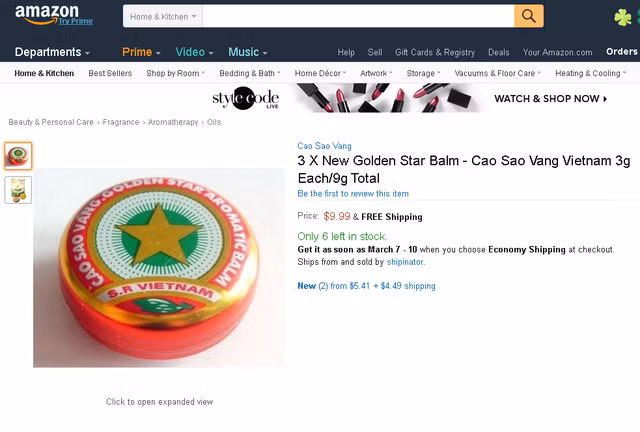 Cao Sao Vàng cũng trở thành mặt hàng được săn lùng trên Amazon với giá đắt gấp 37 lần giá tại Việt Nam. Ảnh: Amazon.
