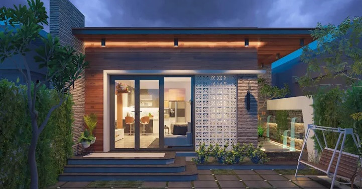 Phía trước nhà là khoảng sân rộng rãi.