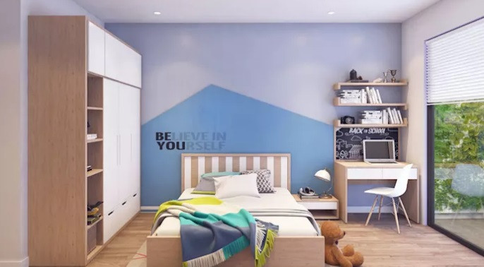 Phòng của bé cũng tràn ngập ánh sáng.