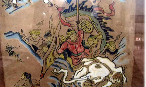 Quân Tây Sơn ra trận. Tranh minh họa tại Bảo tàng Quang Trung.