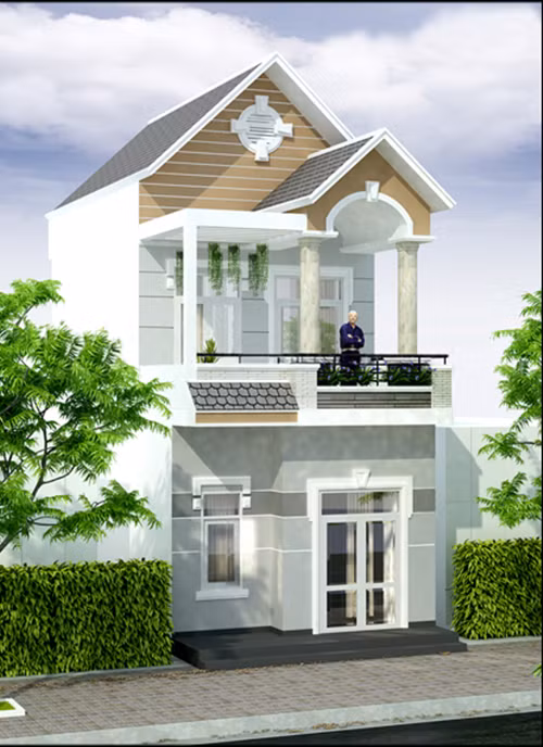 Thiết kế nhà phố 2 tầng mái ngói duyên dáng và tinh tế. Ảnh: Maunhadepmoi.