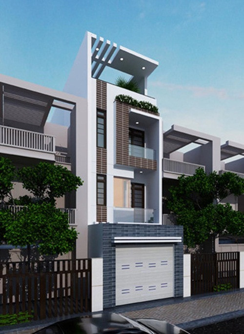 Ngoại thất được tô điểm bằng mái thái hiện đại, ban công sắp xếp khoa học. Ảnh: Arcviet.