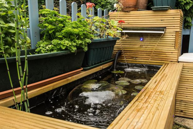 Bể cá mini ốp khung gỗ thân thiện môi trường. Ảnh: Thienduongkoi.