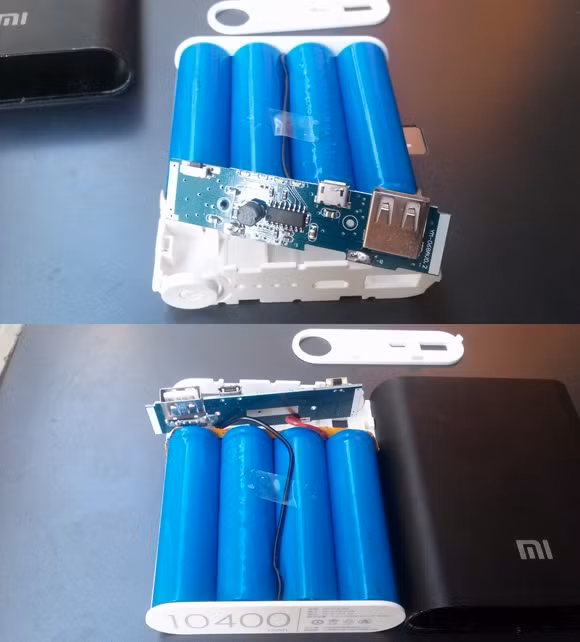 Bên trong những viên pin sạc dự phòng giả cũng không có thông tin về dung lượng, hiệu điện thế như pin chính hãng. Ảnh: Repair.