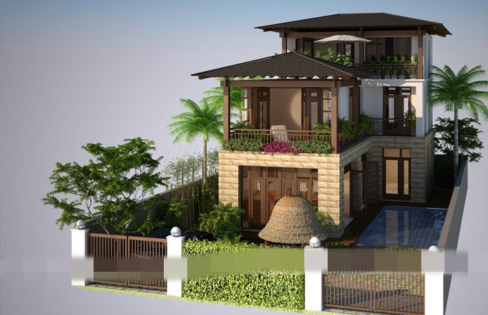 Kiểu biệt thự kết hợp không gian xanh chắc chắn sẽ là xu hướng hot trong năm tới. Ảnh: Housevn.