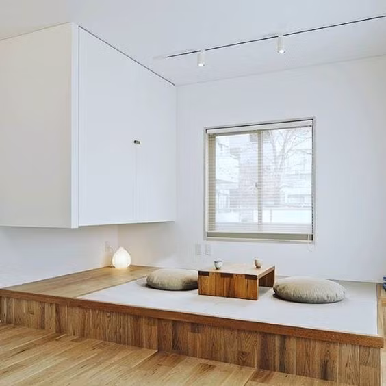 Không gian phòng khách nhỏ gọn, chưa đến 10m2 của người Nhật.