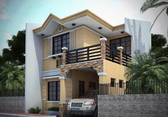 Nhà 2 tầng mái thái đẹp với gạch ốp lạ mắt. Ảnh: 10nhadep.