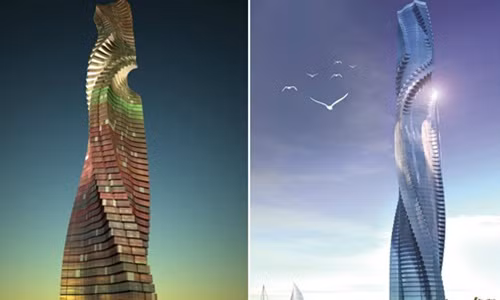 Dubai được xem là nơi tiên phong của mọi kỷ lục hàng đầu thế giới. Trong tương lai, du khách tới đây có thể ngắm cảnh bình minh và hoàng hôn trong một tòa tháp biến hình độc đáo. Ảnh: Printest.