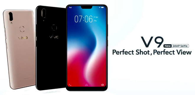 Vivo V9 cũng có "tai thỏ" đúng xu hướng.
