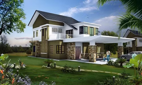 Biệt thự 1,5 tầng kiểu dáng mới lạ đẹp mỹ mãn. Ảnh: Thanglongarc.