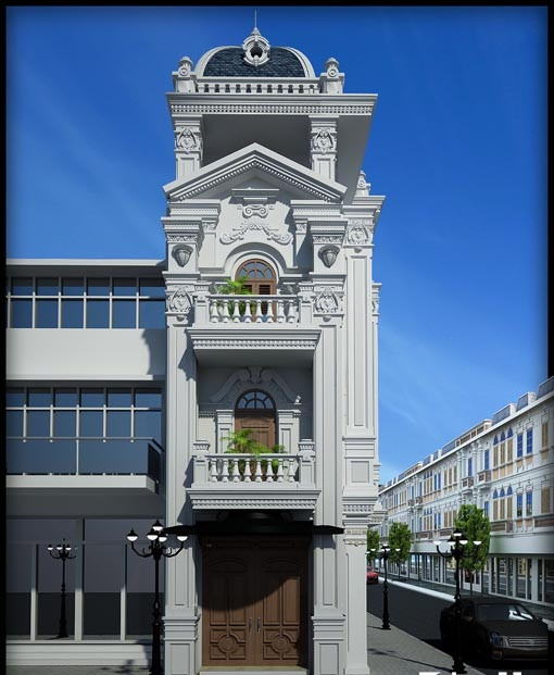 Nét đẹp của công trình thể hiện qua kết cấu mái vòm và những chi tiết tạo hình phức tạp ngoài mặt tiền. Ảnh: Noithat9x.