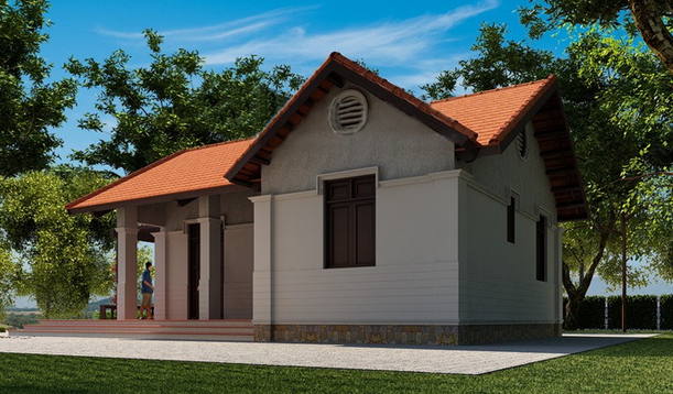 Nhà cấp 4 phong cách tân cổ giao duyên mộc mạc và giản dị. Ảnh: Maunhadepmoi.