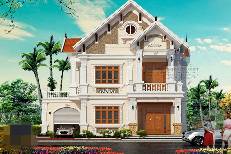 Lối kiến trúc tân cổ điển vừa cho cảm giác hiện đại, sang trọng. Các chi tiết giảm bớt sự rườm rà, rối mắt mà thay vào đó là sự đơn giản nhằm nổi bật ngoại thất. Ảnh: Arcviet.