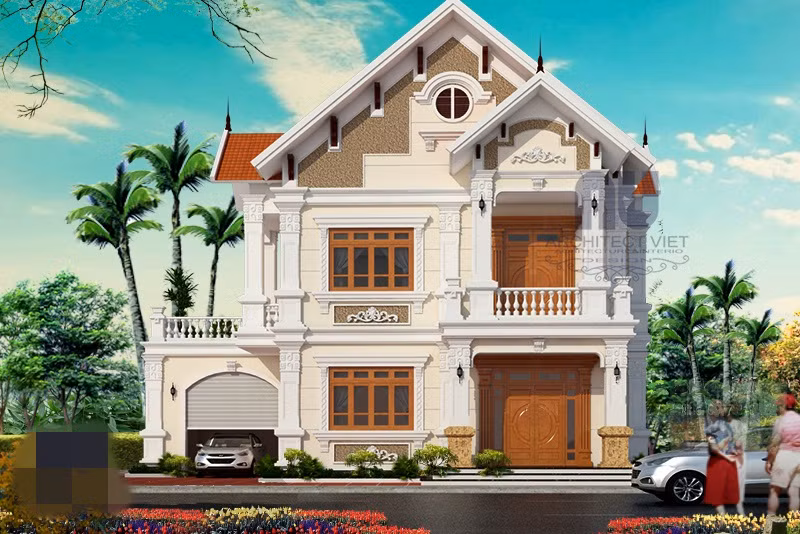 Lối kiến trúc tân cổ điển vừa cho cảm giác hiện đại, sang trọng. Các chi tiết giảm bớt sự rườm rà, rối mắt mà thay vào đó là sự đơn giản nhằm nổi bật ngoại thất. Ảnh: Arcviet.