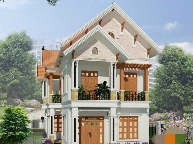 Màu đỏ của mái ngói, màu trắng sữa ngoài mặt tiền…đã tạo nên một chỉnh thể đầy bắt mắt và lôi cuốn. Ảnh: Maunhdepmoi.