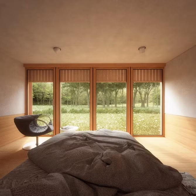 Phòng ngủ thiết kế đơn giản, chủ yếu hướng đến không gian mở.