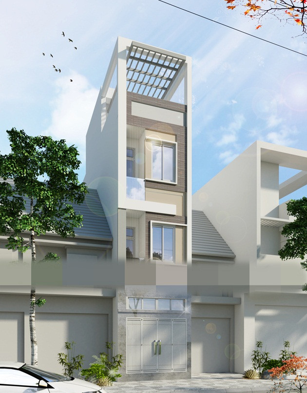 Nhà 4 tầng sử dụng khéo léo các hình khối đơn giản tạo nên một tổng thể đa chiều. Ảnh: CBS.