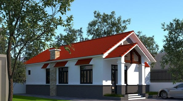 Phần ống khói giả mang hơi hướng theo phong cách châu Âu. Ảnh: Thietkethicongnhadep.