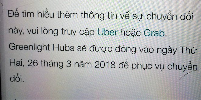 Nguyên nhân của việc đóng cửa văn phòng Uber tại Hà Nội đã được hãng thông báo đến các tài xế là nhằm phục vụ cho việc chuyển đổi.