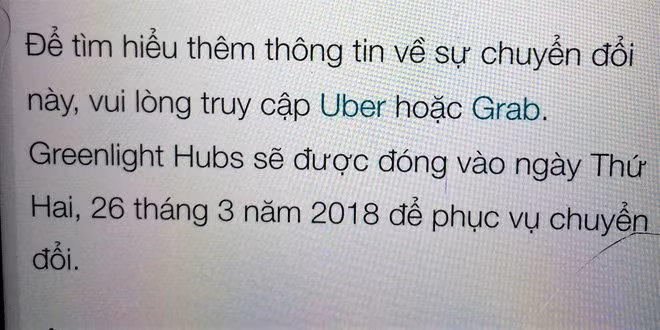 Nguyên nhân của việc đóng cửa văn phòng Uber tại Hà Nội đã được hãng thông báo đến các tài xế là nhằm phục vụ cho việc chuyển đổi.