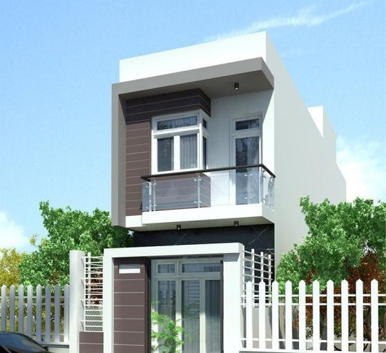 Mẫu nhà ống 4 phòng ngủ có giếng trời mát mẻ, sử dụng kính là điểm nhấn. Ảnh: Xaynhabendep.