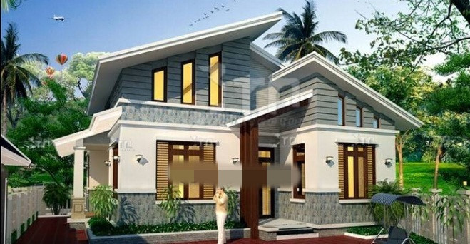 Nhà cấp 4 mái lệch theo phong cách châu Âu. Ảnh: Thietkenhadepmoi.