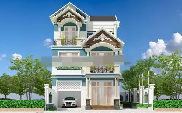 Mẫu nhà 3 tầng mái thái pha nét cổ điển giúp kiến trúc không bị lỗi mốt theo thời gian. Ảnh: Thietkenhadepmoi.