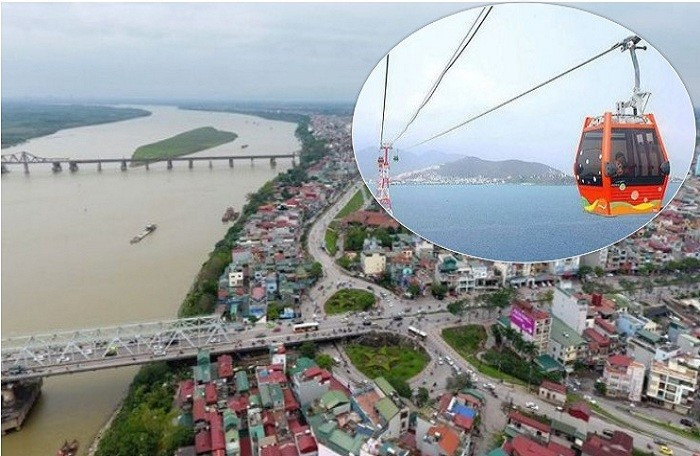 Dự án cáp treo vượt sông Hồng này có chiều dài khoảng 5,5km nối quận Hoàn Kiếm với huyện Gia Lâm. Ảnh: Vietnamfinance.