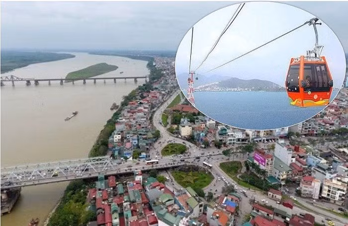 Dự án cáp treo vượt sông Hồng này có chiều dài khoảng 5,5km nối quận Hoàn Kiếm với huyện Gia Lâm. Ảnh: Vietnamfinance.