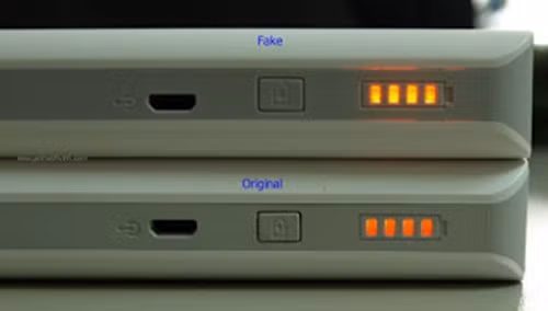 Sạc dự phòng chất lượng có thanh đèn báo dung lượng rõ, ánh sáng của 4 đèn báo dung lượng không bị lộ ra ngoài như các sản phẩm kém chất lượng. Ảnh: Tiki.