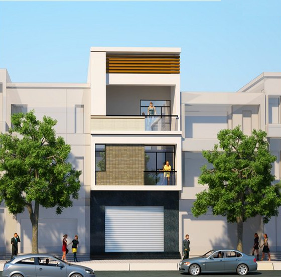 Năm nay, nhà ống sử dụng các hình khối nhằm tạo cảm giác ngôi nhà rộng hơn trở thành xu hướng mới trong thiết kế. Ảnh: Xaynhapho.