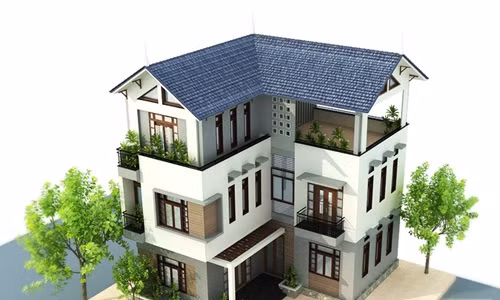 Mẫu nhà 3 tầng phong cách tân cổ điển. Ảnh: Nhatranh.