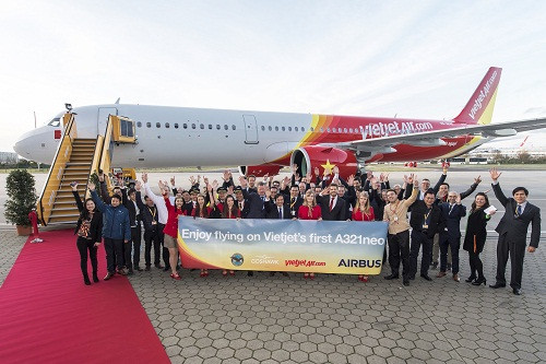Hãng hàng không Vietjet đã chính thức nhận máy bay A321neo động cơ thế hệ mới từ Hamburg, Đức. Ảnh: Vietjet.