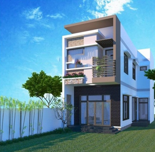 Công trình có sân trước và khoảng trống bên cạnh thoáng mát, tiện lợi làm khu vui chơi. Ảnh: Xaydungtrangtrinoithat.