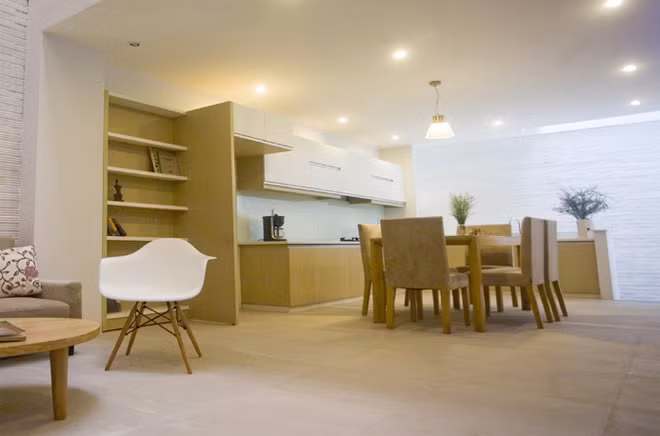 Không gian mở mang đến phong cách thiết kế nội thất nhà phố mới.