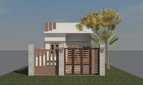 Mẫu nhà ống 1 tầng diện tích 6x15m, kinh phí 300 triệu đồng với cấu trúc đơn giản, dành cho gia đình 2-3 thành viên. Ảnh: 2nhadep.