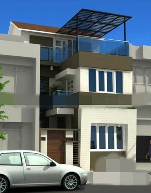 Nhà 2 tầng phân thành 2 phần: 1 phần thân chính và 1 phần phụ để tiện sắp xếp và bố trí không gian sinh hoạt. Ảnh: Thietkethicongnhadep.