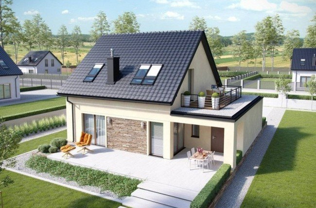 Vẫn là kiểu mái ngói truyền thống song ngôi nhà thành 2 gam màu dường như đối lập, tạo điểm nhấn. Ảnh: ĐTA.