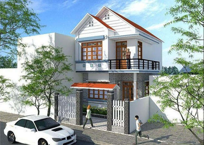 Nhà 2 tầng mái ngói phong cách hiện đại, thanh lịch, thích hợp với khí hậu nóng ẩm, mưa nhiều ở nước ta. Ảnh: Thanglongarc.