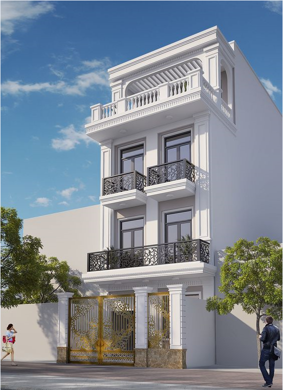 Không quá cầu kỳ trong thiết kế nhưng ngôi nhà vẫn thể hiện được nét nổi bật của kiến trúc tân cổ điển ở các đường nét nhẹ nhàng. Ảnh: Xaynhasaigon.