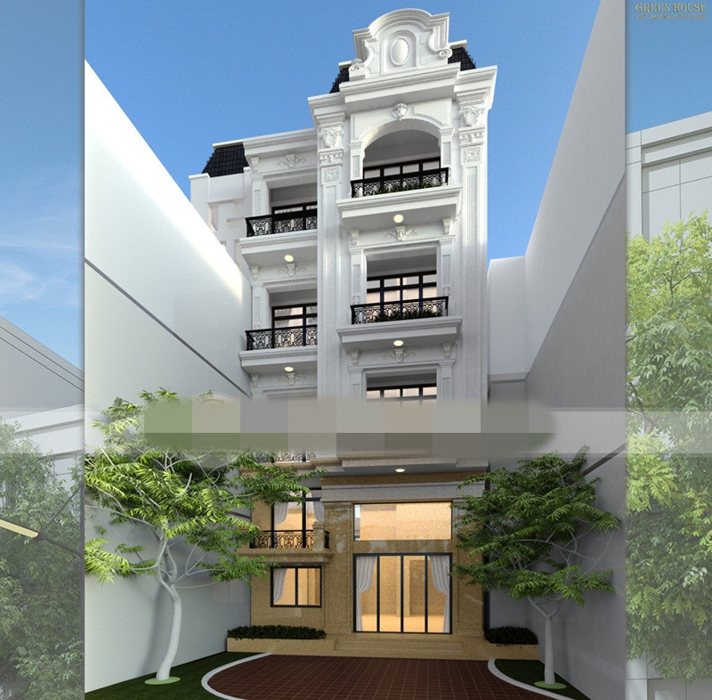 Nhà phố giả biệt thự kiến trúc pháp cổ điển ấn tượng. Ảnh: Greenhouse.