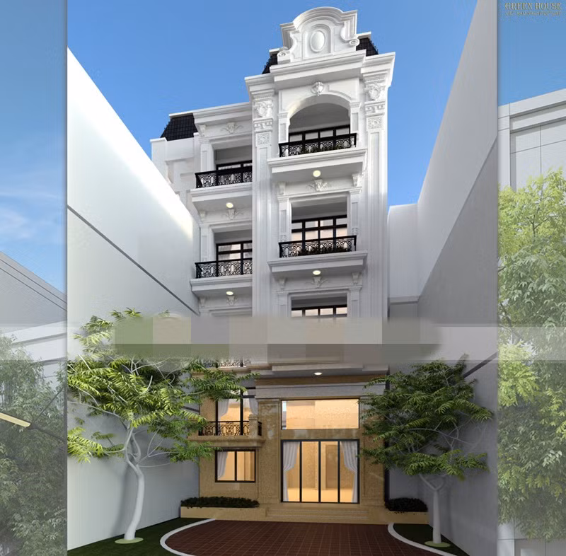 Nhà phố giả biệt thự kiến trúc pháp cổ điển ấn tượng. Ảnh: Greenhouse.