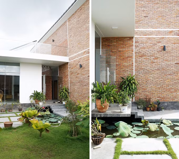 Phía trước căn nhà vườn là hai hồ sen, mang đậm âm hưởng của miền Tây sông nước.